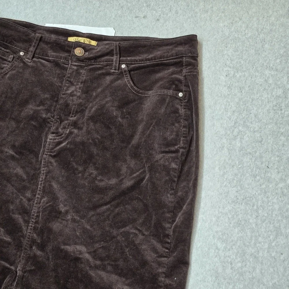 Skayne Women Skirt 33 Brown Corduroy Button Pencil & Straight